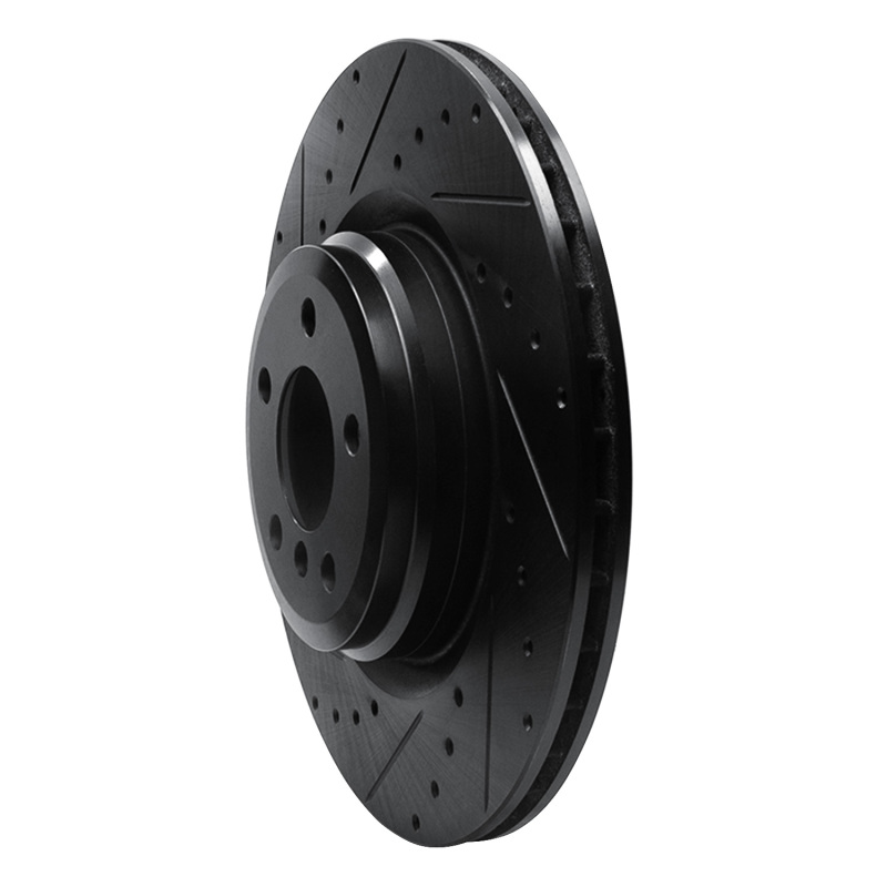 BMW 750LI Brake Rotor (1) - Rear Left - R1 Concepts - Drilled & Slotted - Black - `09-`19